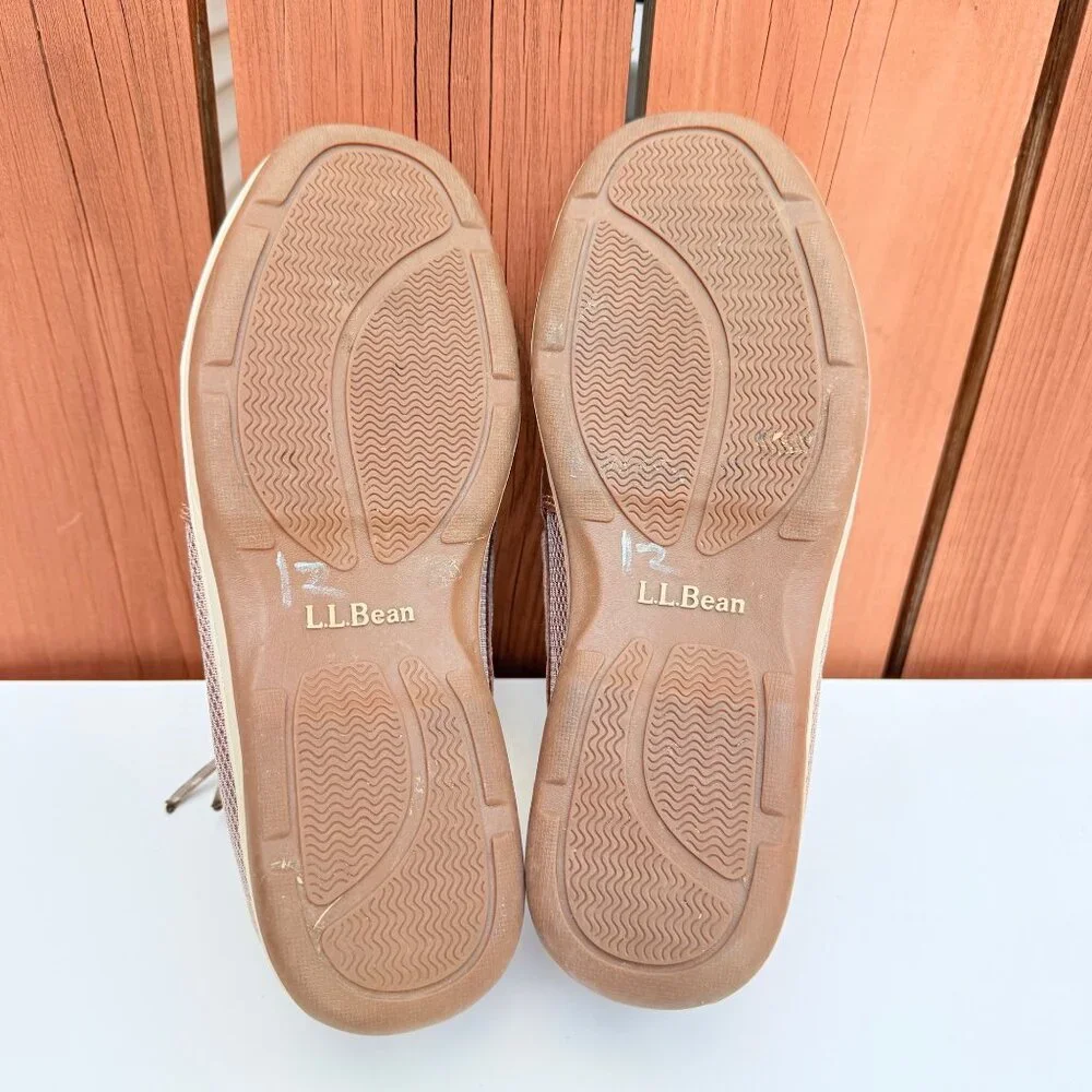 L.L. Bean Mens Leather Boat Shoes Size 8 Wide Brown Casual Footwear
